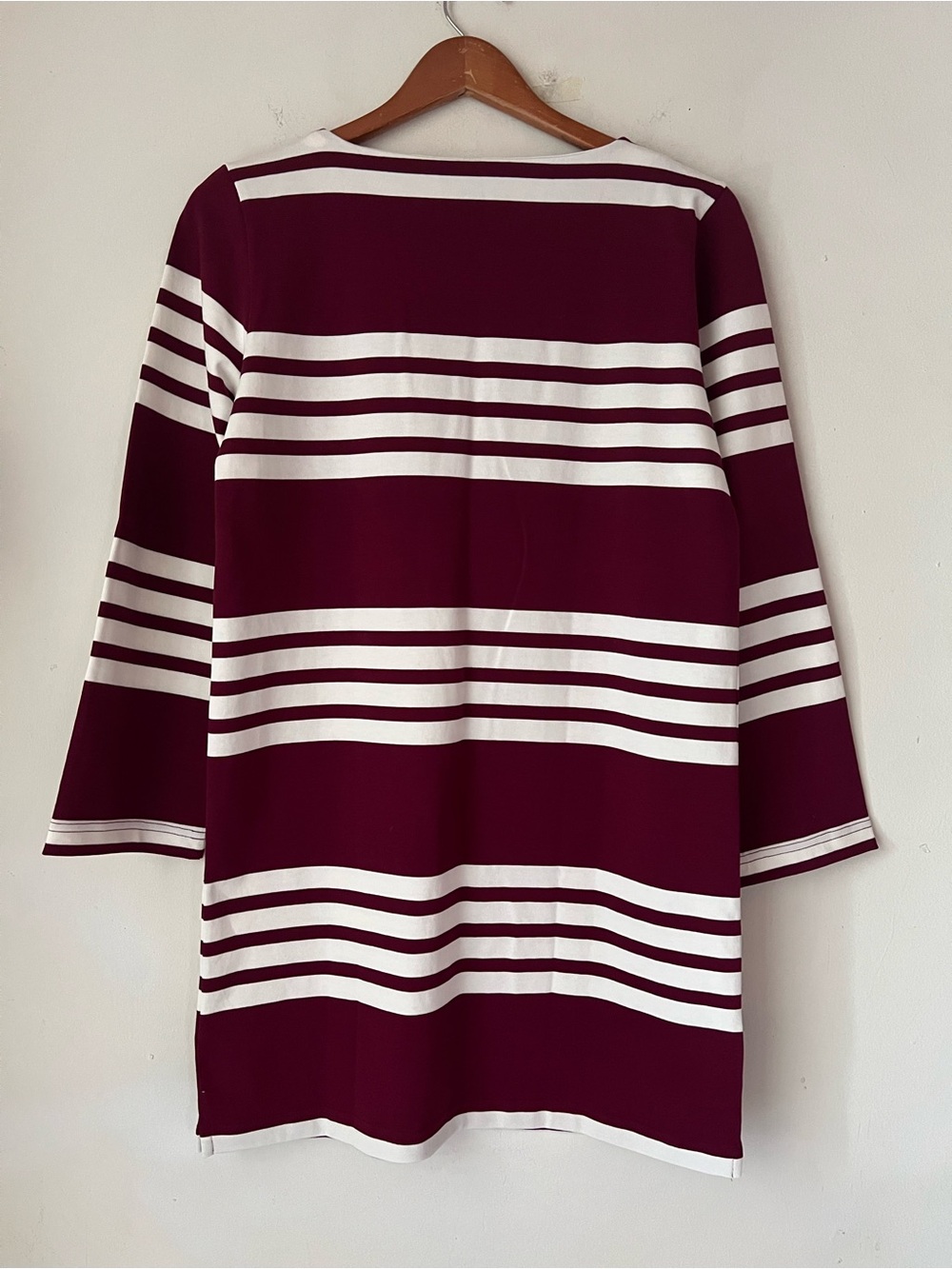 NWT J. Crew Boatneck Mini Sheath Dress Sz S Burgundy White Striped Mariner Cloth - Picture 4 of 10